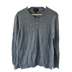 Men's Bonobos Henley Shirt Size Large Slim Blue Long Sleeve Microstripe Classic